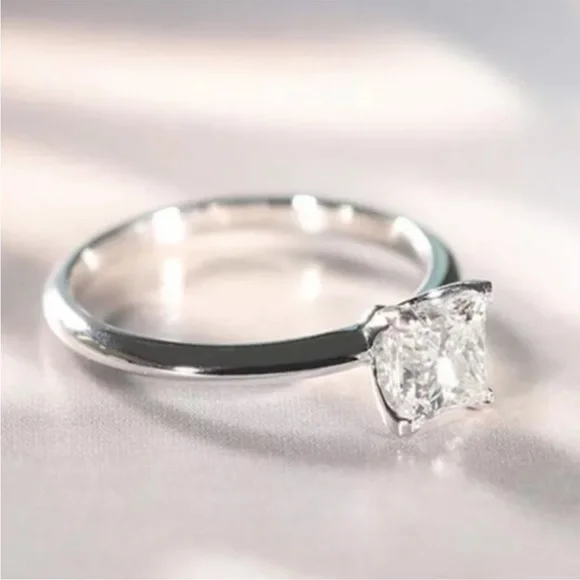 18K White gold princess cut ring - Picture 4 of 4